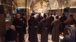 Daily procession of the Franciscan friars of the Custody of the Holy Land (Calvary, Latin Chapel), Church of the Holy Sepulcher, Jerusalem. Oct. 9, 2023. | Credit: Marinella Bandini