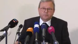 Bishop Franz-Josef Bode speaks during a press conference on Sept. 22, 2022, following the release of a report that said he mishandled abuse cases in the Diocese of Osnabrück, in northwestern Germany, which he has led since 1995. | Screenshot of YouTube video