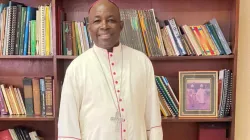 Archbishop Edward Tamba Charles of the Archdiocese of Freetown during the interview with ACI Africa at his office in Freetown. Credit: Caritas Freetown