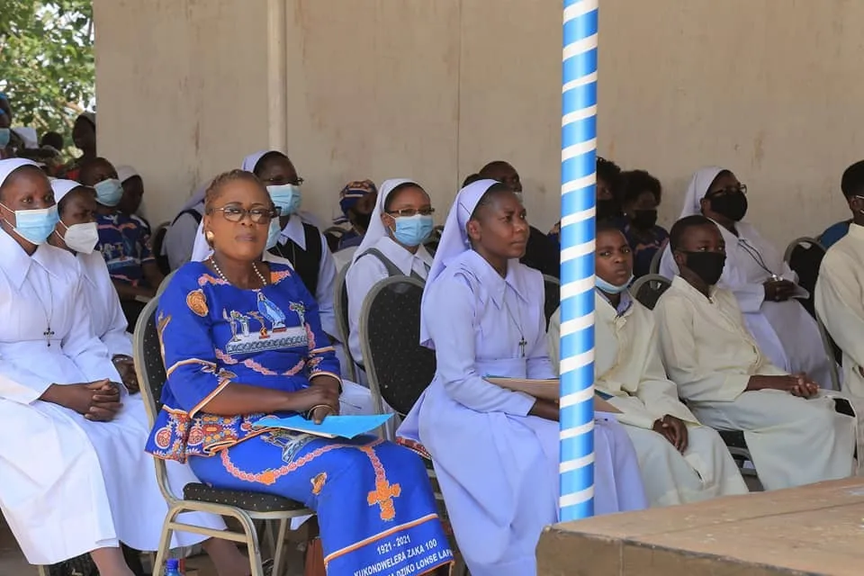 Dr Mary Shawa (in blue), the President of the Legion of Mary for Maula Senatus in Malawi during the launch of the Legion of Mary Centenary celebrations on 16 October 2021. Credit: The Episcopal Conference of Malawi.
