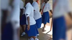 A screengrab from a video that shows students at St Theresa's Eregi Girls High School struggling to walk owing to a strange illness that was reported at the school in Kenya's Catholic Diocese of Kakamega