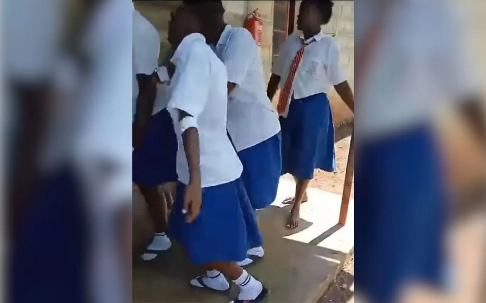A screengrab from a video that shows students at St Theresa's Eregi Girls High School struggling to walk owing to a strange illness that was reported at the school in Kenya's Catholic Diocese of Kakamega