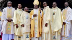 Archbishop Ignatius Ayau Kaigama poses with newly ordained Priests at the Redemptorist Spirituality Center in the Catholic Diocese of Oyo. Credit: Abuja Archdiocese/Facebook