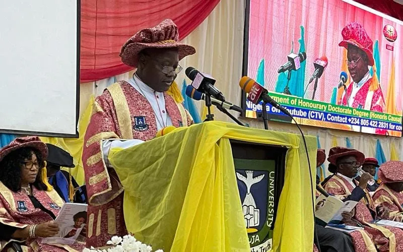 Archbishop Ignatius Ayau Kaigama during the 11th convocation of Veritas University in Abuja Archdiocese. Credit: Archdiocese of Abuja/Facebook