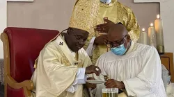 Archbishop Ignatius Ayau Kaigama blesses the oils during the Chrism Mass at Our Lady Queen of Nigeria Pro-Cathedral, Abuja. Credit: Archdiocese of Abuja/Facebook