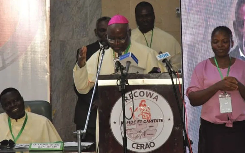 Archbishop Ignatius Ayau Kaigama addressing participants during the plenary assembly of the Regional Episcopal Conference of West Africa (RECOWA). Credit: CSN