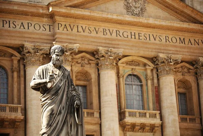 Statue of St. Peter in front of St. Peter's Basilica. | Credit: Vatican Media