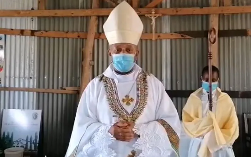 Bishop Willybard Lagho addresses the faithful during Holy Mass at St. Joseph the Worker Outstation of St. Anthony’s Cathedral Parish in Malindi/ Credit: Diocese of Malindi/Facebook
