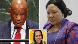 Lesotho's Prime Minister Thomas Thabane (left), Maesaiah Thabane (right) who got married to PM in a Catholic wedding, and the estranged wife of PM, the late Lipolelo Thabane (in picture) who was shot dead in 2017