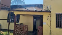 The building housing the Secretariat of the Catholic Bishops’ Conference of Liberia (CABICOL) ravaged by fire on 19 October 2021. Credit: Fr. Dennis Cephas Nimene