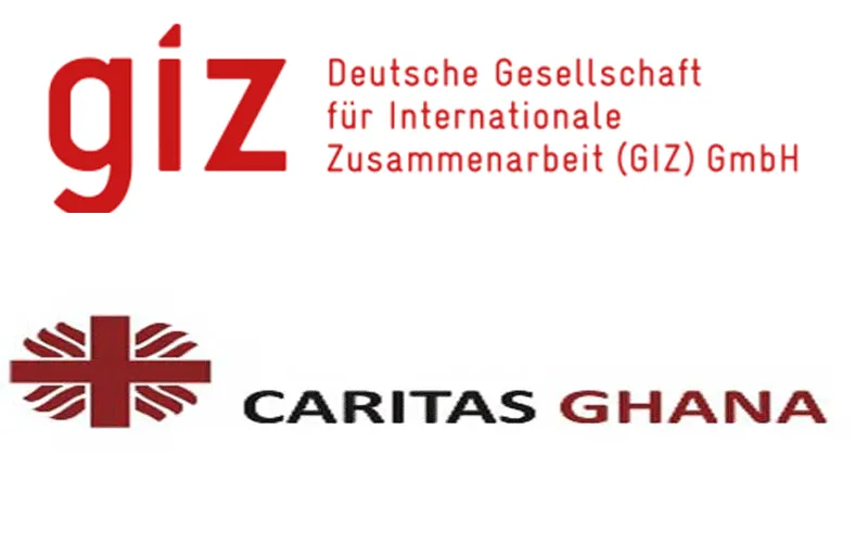 Logos of Deutsche Gesellschaft für Internationale Zusammenarbeit
(GIZ), a German Development Agency and Caritas Ghana, the development and humanitarian agency of the Ghana Catholic Bishops’ Conference (GCBC).
