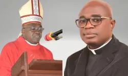 Bishop Isaac Bundepuun Dugu (left) and  Governor Hyacinth Iormem Alia (right). Credit: Courtesy Photo