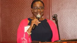 MP Beatrice Elachi addressing attendees at the dinner event. Credit Magdalene Kahiu/ACI Africa