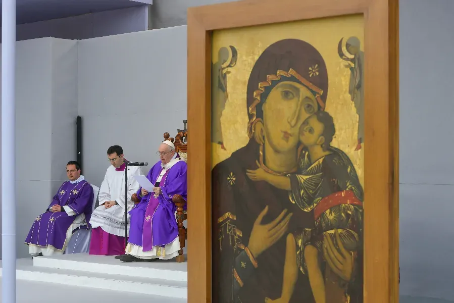 Pope Francis celebrates Mass at the Granaries in Floriana, Malta, April 3, 2022. Vatican Media.