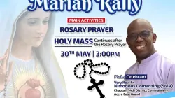The flyer for the 2020 Marian Rally organized by the 14th District Commandery and District 3 Ladies Auxiliary of the Knights and Ladies Auxiliary of St. John International, Accra East Grand on May 30, 2020 at the St. Francis of Assisi parish, Ashaley Botwe, Accra to conclude the Rosary Month of May. / St. Francis of Assisi parish, Ghana.