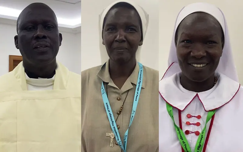 Fr. Matthew Pagan (left), Sr. Lily Grace (center) and Sr. Agnes Leila Andrewous (right). Credit: ACI Africa