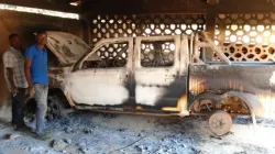 Burnt car in Chipene Mission after the attack in Chipene. Credit: ACN