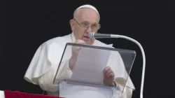 Pope Francis speaks during his Angelus address on March 19, 2023. | Vatican Media