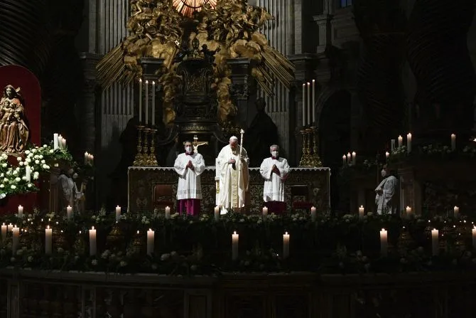 Pope Francis says Mass for the feast of the Presentation of the Lord in St. Peter's Basilica, Feb. 2, 2022. | Credit: Vatican Media