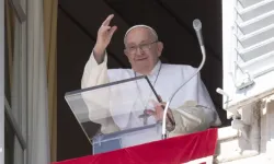 Pope Francis greets the crowd gathered in St. Peter's Square for his Angelus address on Sept. 24, 2023. | Vatican Media