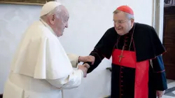 Pope Francis meets with Cardinal Raymond Burke on Dec. 29, 2023, at the Vatican. | Credit: Vatican Media