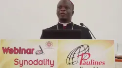 Bishop Maurice Muhatia of Kenya's Nakuru Diocese during the webinar was organized by the Paulines Publications Africa to create awareness on the Synod on Synodality that is set to solemnly open next month in Rome. Credit: Sr. Olga Massango