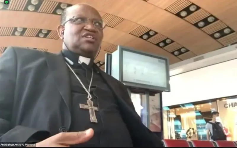 Archbishop Anthony Muheria during the Thursday, June 2 virtual meeting with Catholic Communicators. Credit: Courtesy Photo