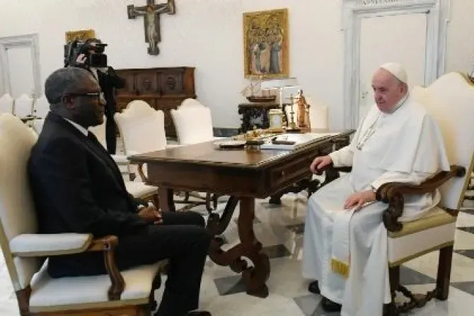 Pope Francis met Nobel Peace Prize winner Denis Mukwege at the Vatican on 9 December 2022.