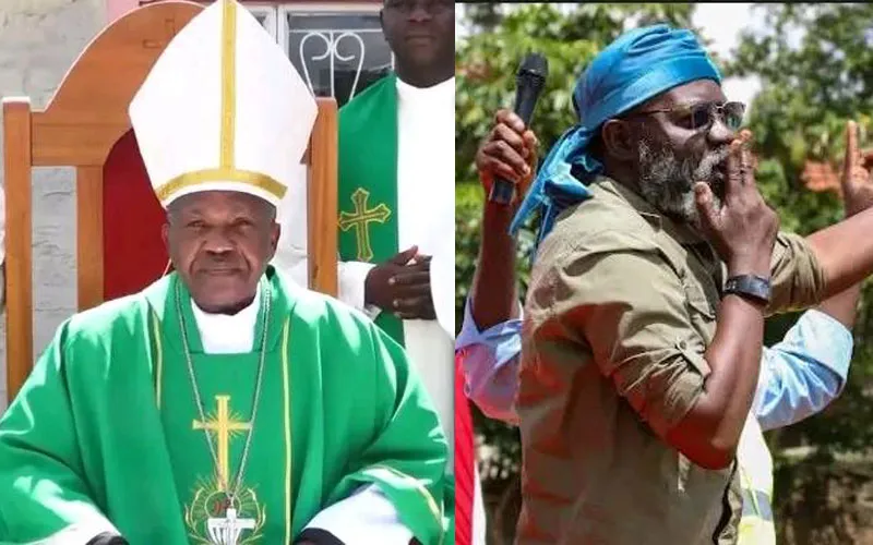 The Catholic Church in Kenya, through Bishop James Maria Wainaina (left) says Roots Party Presidential candidate George Wajackoyah (right) is not fit to lead the country. Credit: Courtesy Photo