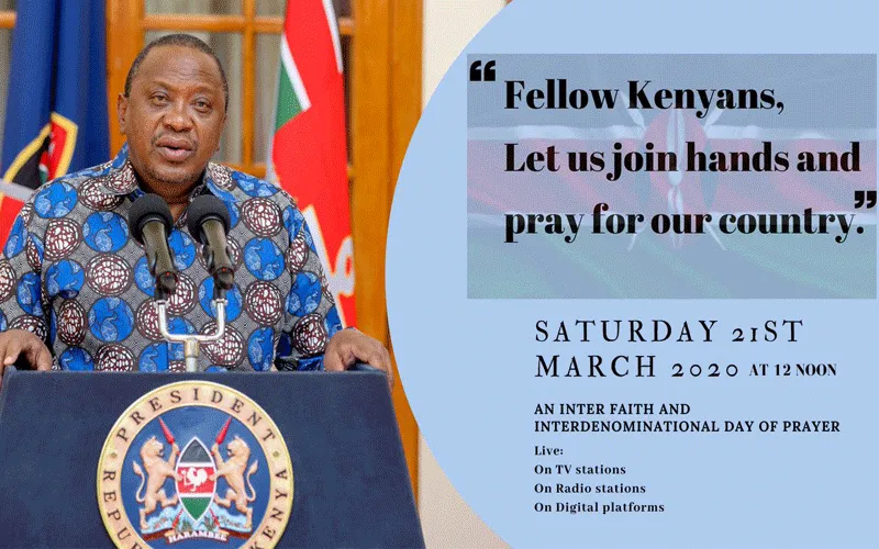 A Poster announcing Saturday's National Prayer at State House, Nairobi, Kenya.