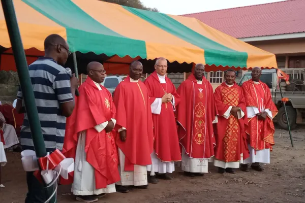 Apostolic Nuncio in Kenya Bert van Megen with a section of Spiritan Priests after the commissioning of Blessed Daniel Brottier Conference Hall and Accommodation facility 15 January 2021 / Credit: ACI Africa
