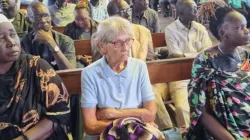 Sr. Rita Grunke sitted between two South Sudanese women during her farewell celebration at St. Josephine Bakhita Mapuordit Parish on 20 October 2023. Credit: Credit: OLSH/Rumbek Diocese/South Sudan