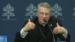 A screenshot of Archbishop Timothy Paul Broglio during the Wednesday, October 25 briefing in Rome. Credit: Vatican Media