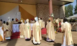 Catholic Bishops in procession during the olden Jubilee of St. Thomas Aquinas Major Seminary Bambui (STAMS) on 1 Dcember 2023. Credit: Bamenda Archdiocese