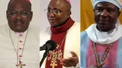 Archbishop Luzizila Kiala (right), Bishop Vicente Carlos Kiaziku (left), and Bishop Belmiro Cuica Chissengueti (center). Credit: Radio Ecclesia