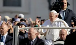 Pope Francis greeted pilgrims in St. Peter's Square on Wednesday, June 7, 2023, a few hours before he will be hospitalized for abdominal surgery under general anesthesia. | Daniel Ibanez/CNA