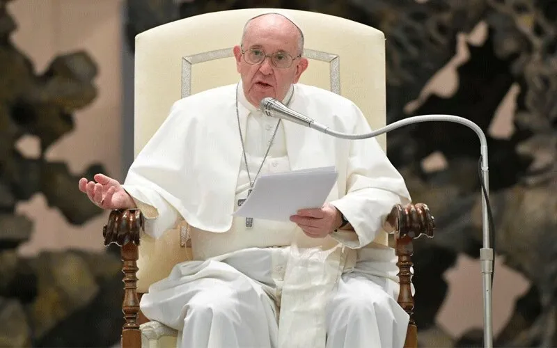 Pope Francis during the general audience Wednesday, October 28, 2020. / Vatican News