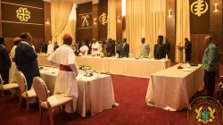 Religious Leaders at the Jubilee House during a Prayer Breakfast Meeting with the President of Ghana, Nana Addo Dankwa Akufo-Addo (right) on March 20, 2020. / Ghana’s Presidency
