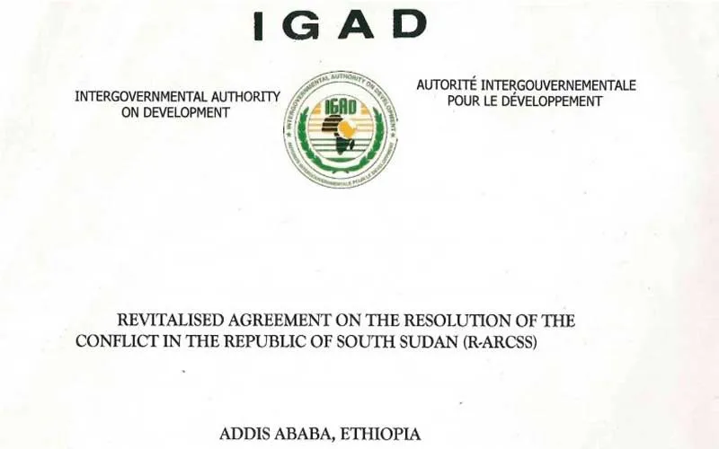 Part of front page of the Revitalized Agreement on the Resolution of Conflict in South Sudan (R-ARCSS) signed in Addis Ababa, Ethiopia in September 2018. Credit: IGAD / IGAD