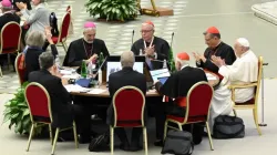 Pope Francis and delegates at the Synod on Synodality at the conclusion of the assembly on Oct. 28, 2023. | Credit: Vatican Media
