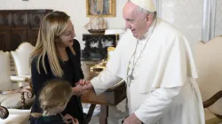 Pope Francis meets Italian Prime Minister Giorgia Meloni and her 6-year-old daughter on Jan. 10, 2023. / Credit: Vatican Media