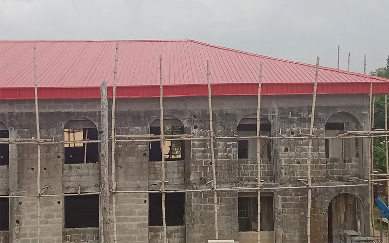Nigeria Caption: Roof of the newly-constructed St. John Bosco Catholic Church, in Nigeria’s Catholic Diocese of Ondo that has been funded by Salesian Missions. / Salesian Missions