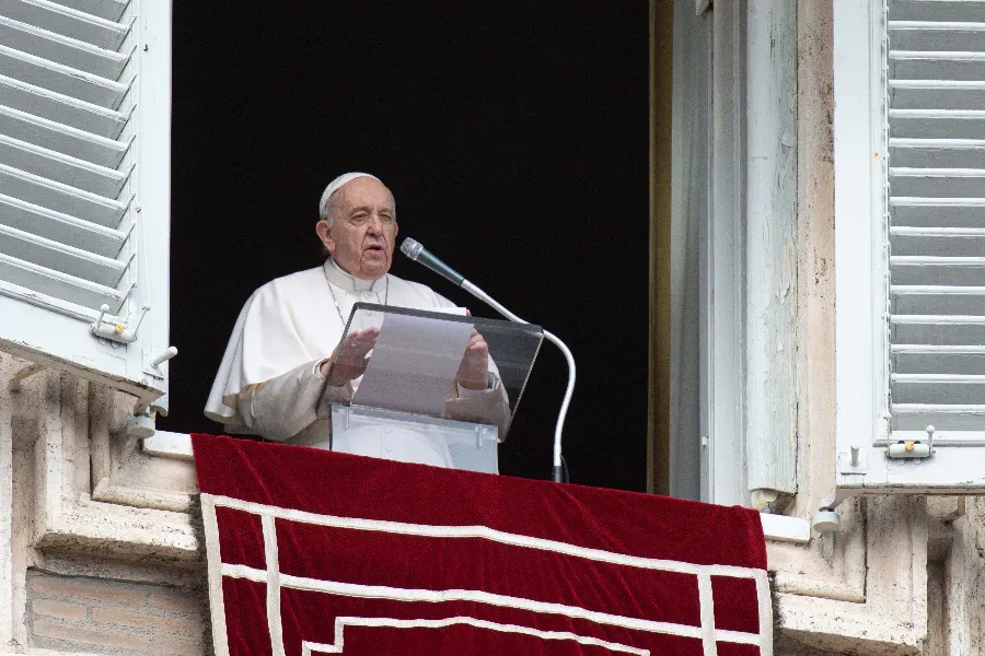 Pope Francis delivers his Angelus address at the Vatican, Feb. 27, 2022. Vatican Media.