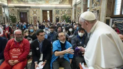 Pope Francis met with the Italian Autism Foundation in the Vatican's Clementine Hall on April 1, 2022. Vatican Media