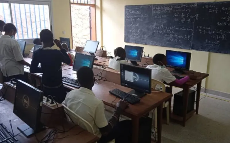 Students learn computer science with added equipment at Don Bosco College Mimboman in Yaoundé, Cameroon. Credit: Salesian Missions