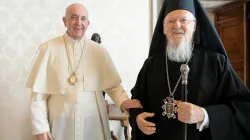 Pope Francis meets with Ecumenical Patriarch Bartholomew I at the Vatican, Oct. 4, 2021. Vatican Media.