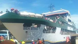 A ship in Palma that was used by TOTAL gas company to evacuate their employees from Palma to Pemba during an attack in March 2021. Credit: Denis Hurley Peace Institute