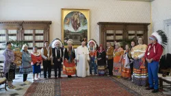 Pope Francis meets members of the First Nations at the Vatican on March 31, 2022. Vatican Media