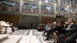 Pope Francis addressed approximately 200 prominent artists and other creative people from more than 30 countries in the Sistine Chapel on June 23, 2023. | Credit: Vatican Media