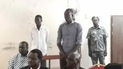 Some of the suspects arranged in court from one to six based on their role in the attempted murder of  Bishop Christian Carlassare of Rumbek Diocese. Credit: Deniel Michael/Eye Radio